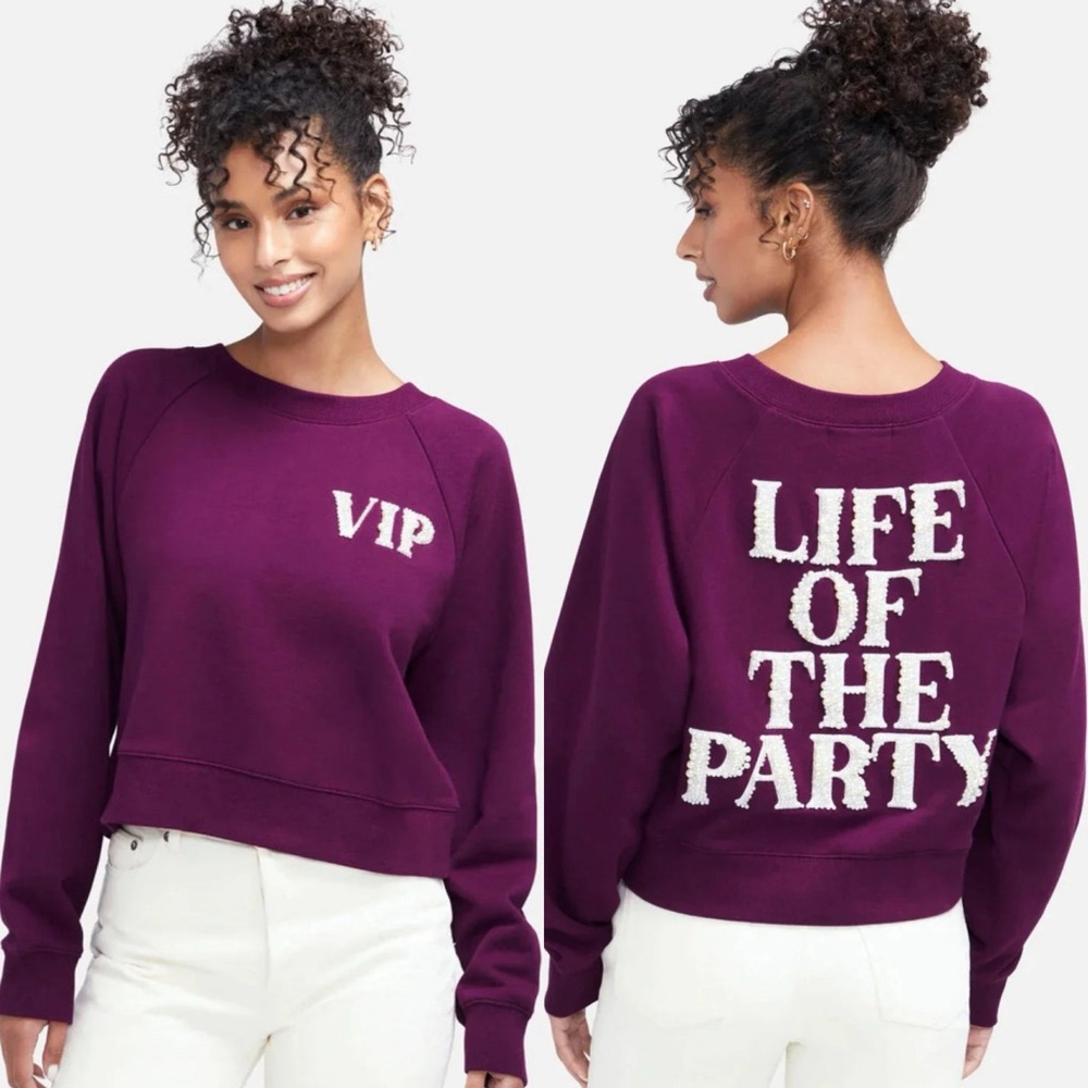 Wildfox Deep Purple Sweatshirt with White Accents size S